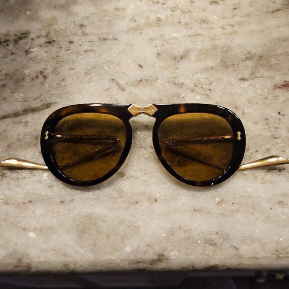RARE GUCCI HOLLYWOOD FOREVER FOLDING AVIATOR EMBELLISHED CRYSTAL SUNGLASSES main image 7